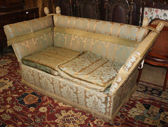 Brocade upholstered two seater knole settee